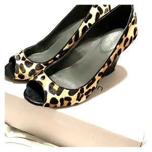 Calvin Klein peep toe wedge heels